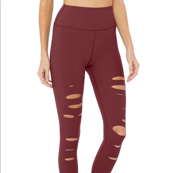 ALO Yoga Pants - ALO Barely Worn High-Waist Ripped Warrior Legging